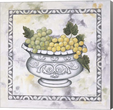 Framed Green Grapes In A Silver Bowl Print