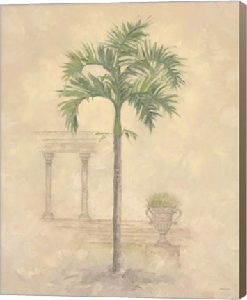 Framed Palm With Architecture 1 Print