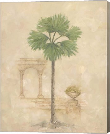 Framed Palm With Architecture 2 Print