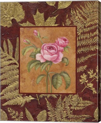 Framed Pink Flowers With Leaf Border Print