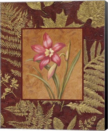 Framed Pink Flowers With Leaf Border 2 Print