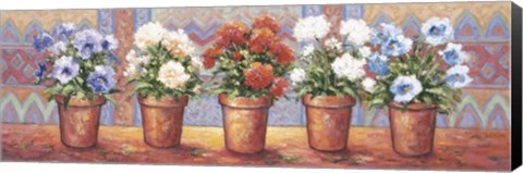 Framed Row Of Flower Pots - A Print