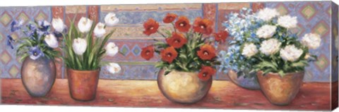 Framed Row Of Flower Pots - B Print