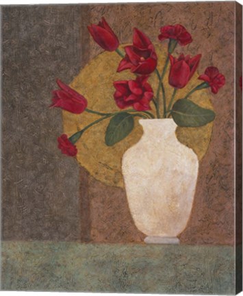 Framed Red Tulips in a Vase Print