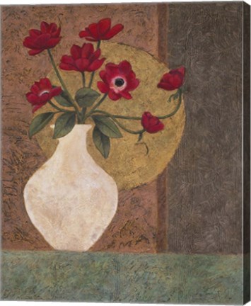 Framed Red Poppies in a Vase Print