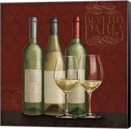 Framed Bistro Paris White Wine Print