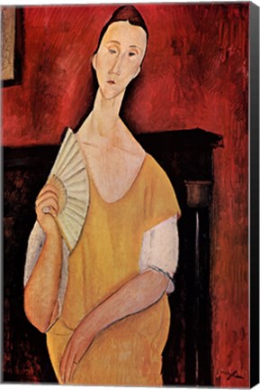 Framed Woman Wth Fan Print