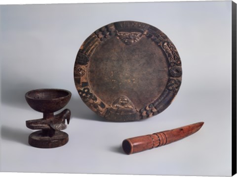 Framed Ifa Divination Bowl, Tray &amp; Tapper Print