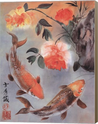 Framed Two Koi Print