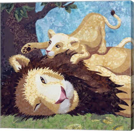 Framed Afternoon Nap With Cub Print