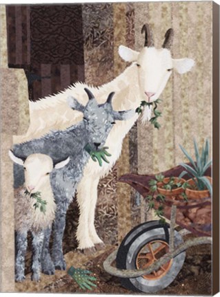 Framed Three Goats and a Wheelbarrow Print