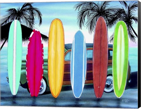 Framed Woody &amp; Surfboards Print