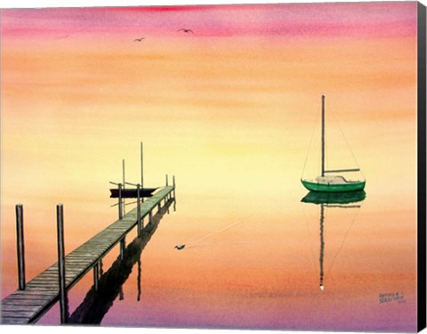Framed Pier &amp; Boat Print