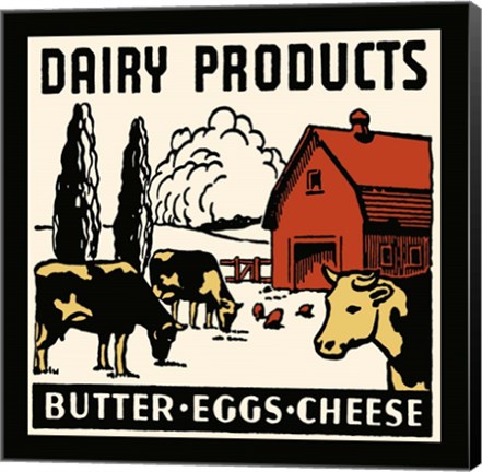 Framed Dairy Product-Butter, Eggs, Cheese Print