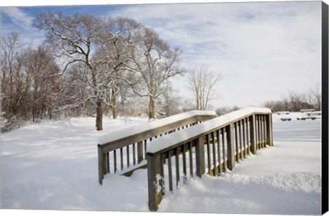 Framed Snow Bridge, Farmington Hills, Michigan 09 Print