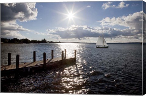 Framed Sunrise At Crooked Lake Print