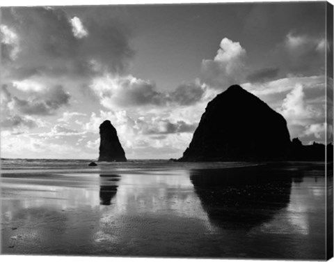 Framed Canon Beach Reflections Print
