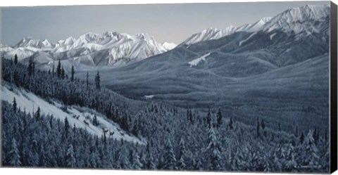 Framed Winter Valley- Elk Print