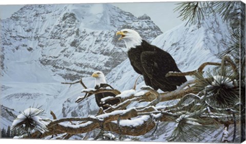 Framed Eagles In The Pine Print