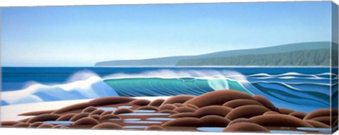 Framed Surf On The Rocks Print