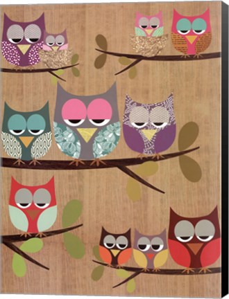 Framed Owl Tree I Print