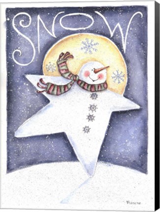 Framed Snow Man Primative Print