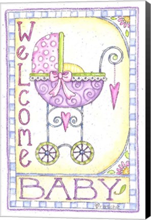 Framed Welcome Baby Carriage Print