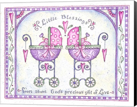 Framed Twin Baby Carriages Print
