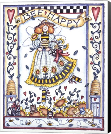 Framed Bee Happy Print