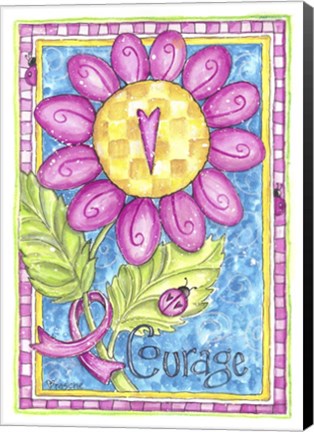 Framed Breast Cancer Awareness: Courage Flower Print