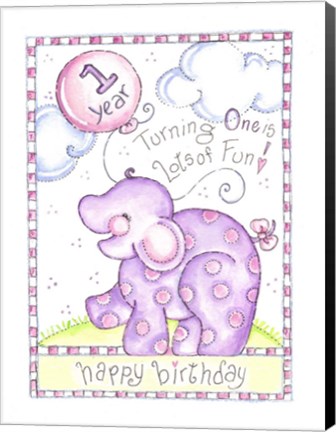 Framed First Birthday Elephant Print