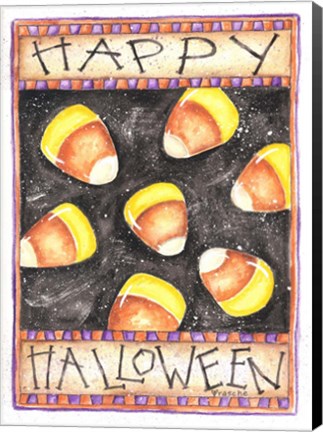 Framed Happy Halloween Candy Corn Print