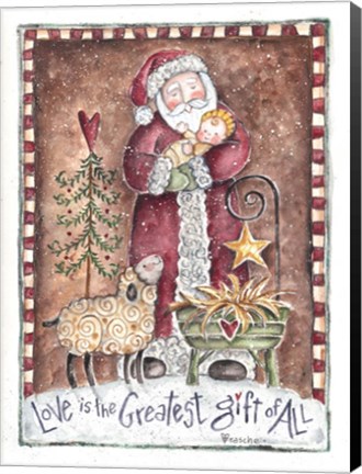 Framed Love is The Greatest Gift Santa Print