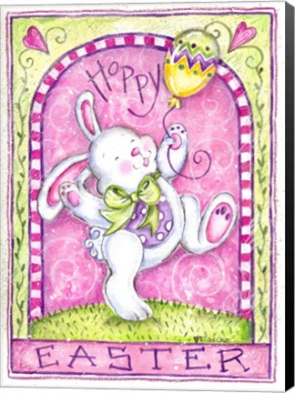 Framed Easter Bunny with Balloon Print