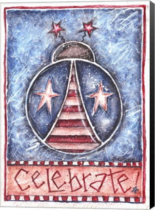 Framed Celebrate Patriotic Ladybug Print