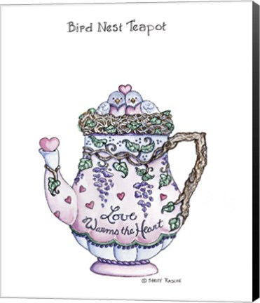 Framed Bird Nest Teapot Print