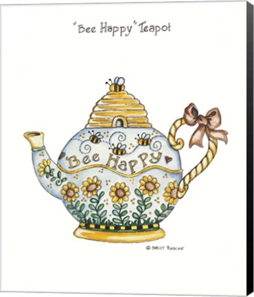 Framed Bee Happy Teapot Print