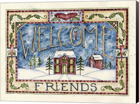 Framed Welcome Friends - Christmas Print