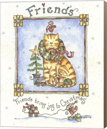 Framed Friends Bring Joy To Christmas Print