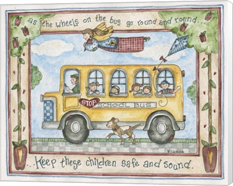 Framed School Bus - Stop Print