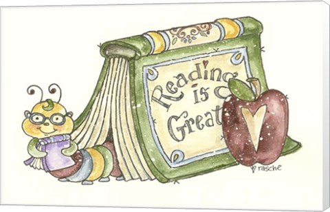 Framed Bookworm In Book Print