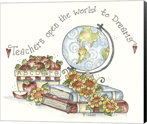 Framed Globe And Books Print