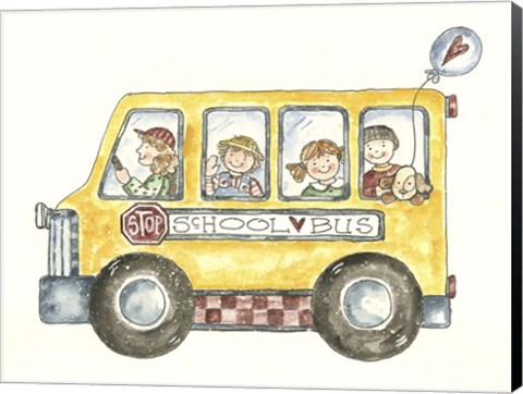 Framed School Bus With Balloon Print