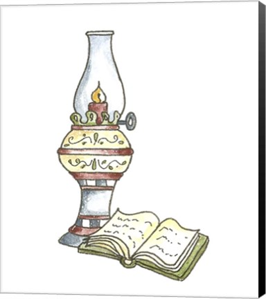 Framed School Lamp &amp; Book Print