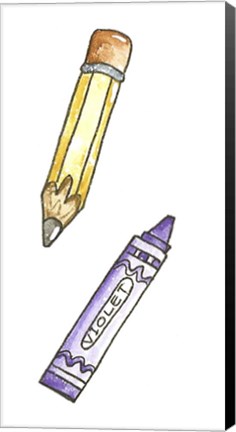 Framed School Two Crayons Print