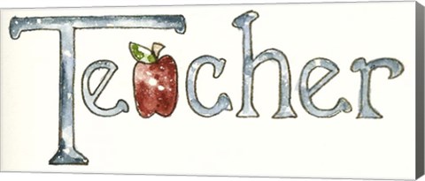 Framed Teacher With Apple Print