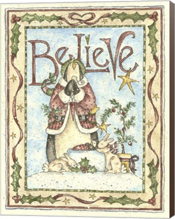 Framed Believe Penguin Print