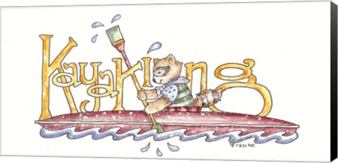 Framed Kayaking Raccoon Print