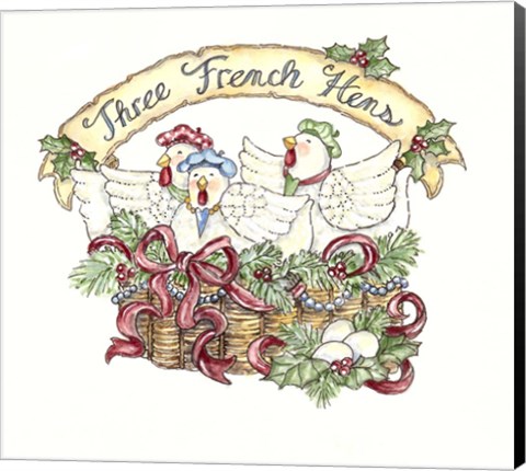 Framed Three French Hens Print