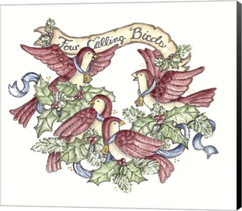 Framed Four Calling Birds Print